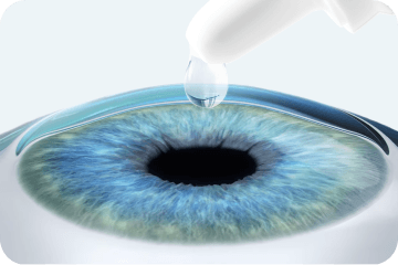 Disinfection around the eye and anesthetic eye drops applied to the cornea